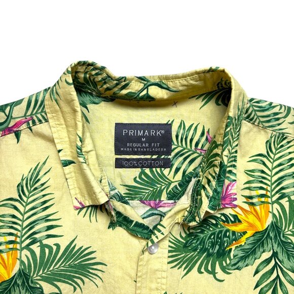 Yellow Tropical Print Button Down Shirt - Picture 2 of 3